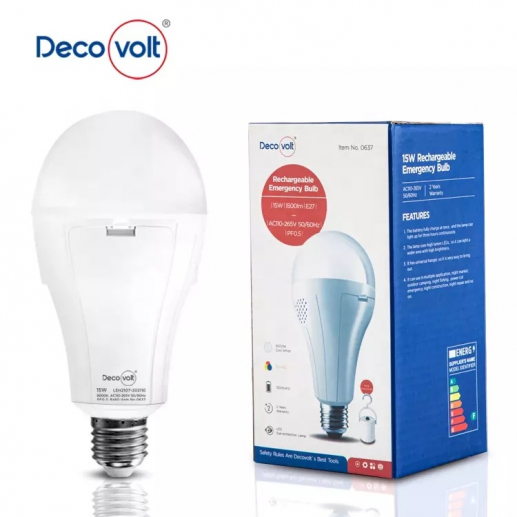 Аварійна акумуляторна лампа ​Decovolt 15W E27 2400 мАг + гачок