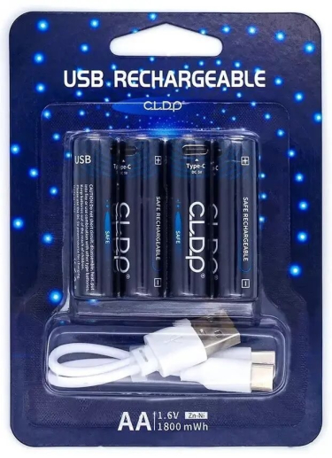 Акумулятор NiZn AA 1.6V 1800mWh Type-C USB CLDP 4 шт